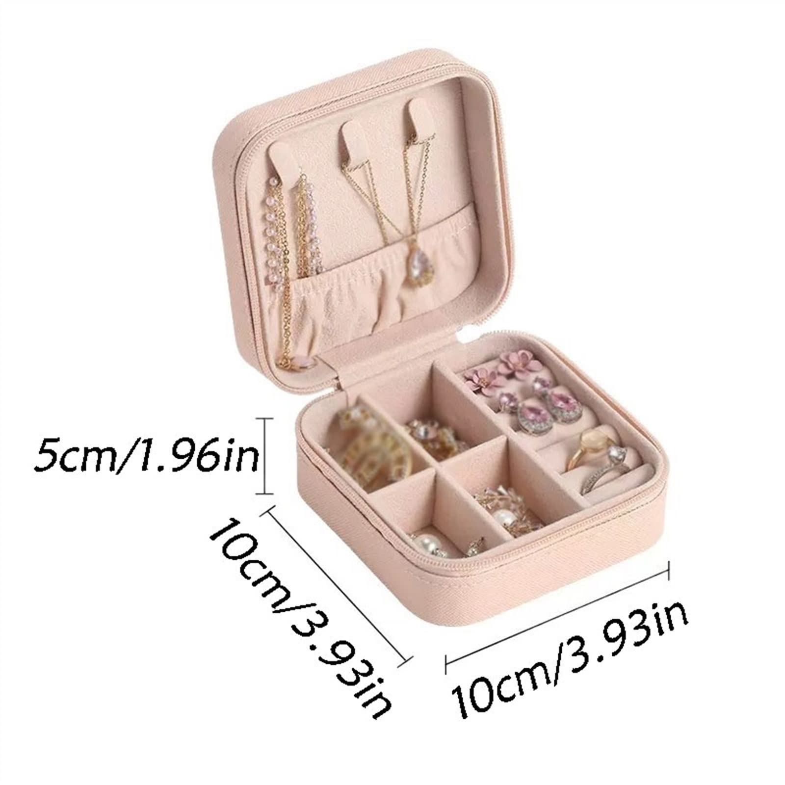 Estuche para joyas Exquisito y compacto Estuche para joyas Estuche para joyas portátil con cadena para pendientes y anillos, Caja de almacenamiento utilizada para viajes y viajes de negocios Estuche