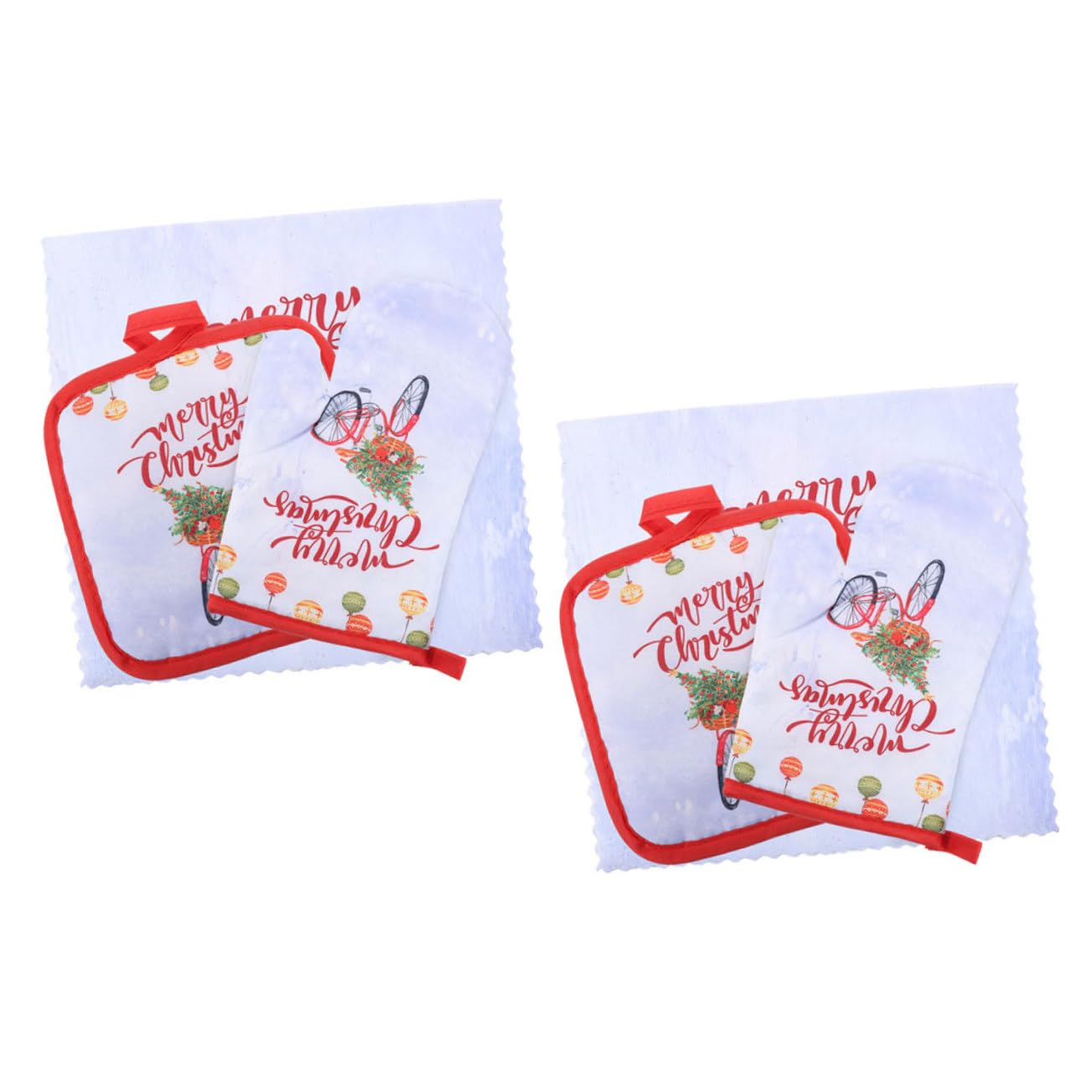 Gatuida 4juegos Guantes De Cocina y Toallas De Navidad Resistentes Al Decoración Navideña para Cocina Set De Accesorios De Horno y Alfombrillas