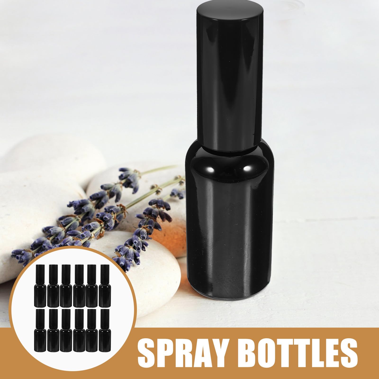 INOOMP 12 Stück Schwarze Glas Parfüm Reiseflasche 30ml Nachfüllbare Sprühflasche mit Luftdichtem Verschluss und Einfachem Gebrauch für Reisen und Kosmetik