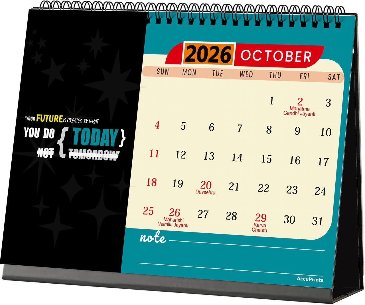 Accuprints Calendario motivazionale 2024 per scrivania, ufficio, casa, tavolo, Capodanno, da appendere, per bambini tutto l'anno, studenti che pianificano nuove citazioni (RM)