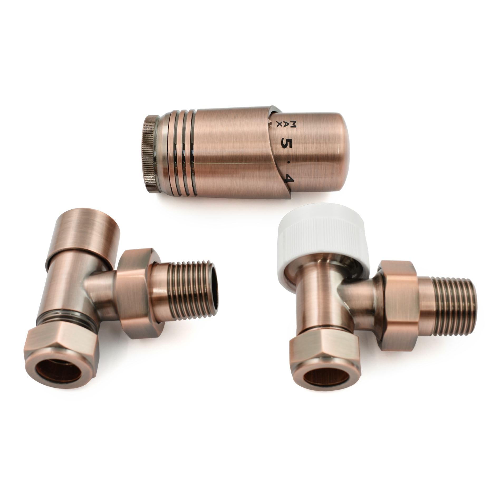 Coppo Antico a Cascata Valvola Termostatica per Radiatore TRV Angolata Moderna (Coppia) Include Corpo TRV Angolato e Un Blocco di Sicurezza per un Controllo della Temperatura Veloce e