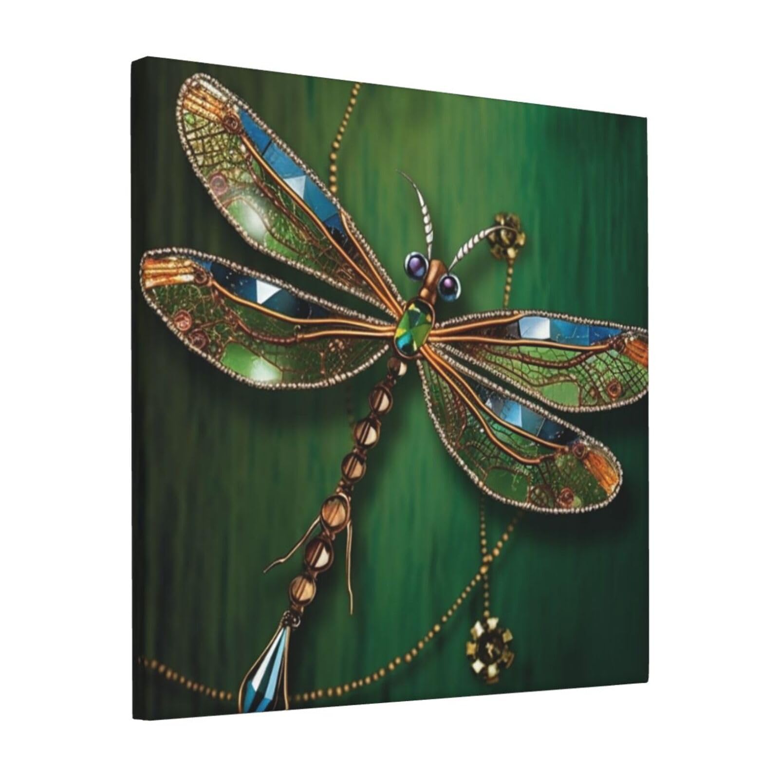 KLOPH Jewel dragonfly Canvas Wall Art for Living Room 12"x12" Modern Artwork Painting for Bathroom Hanging Canvas Prints Aesthetic Wallart for Bedroom Kitchen Office Wall Decor