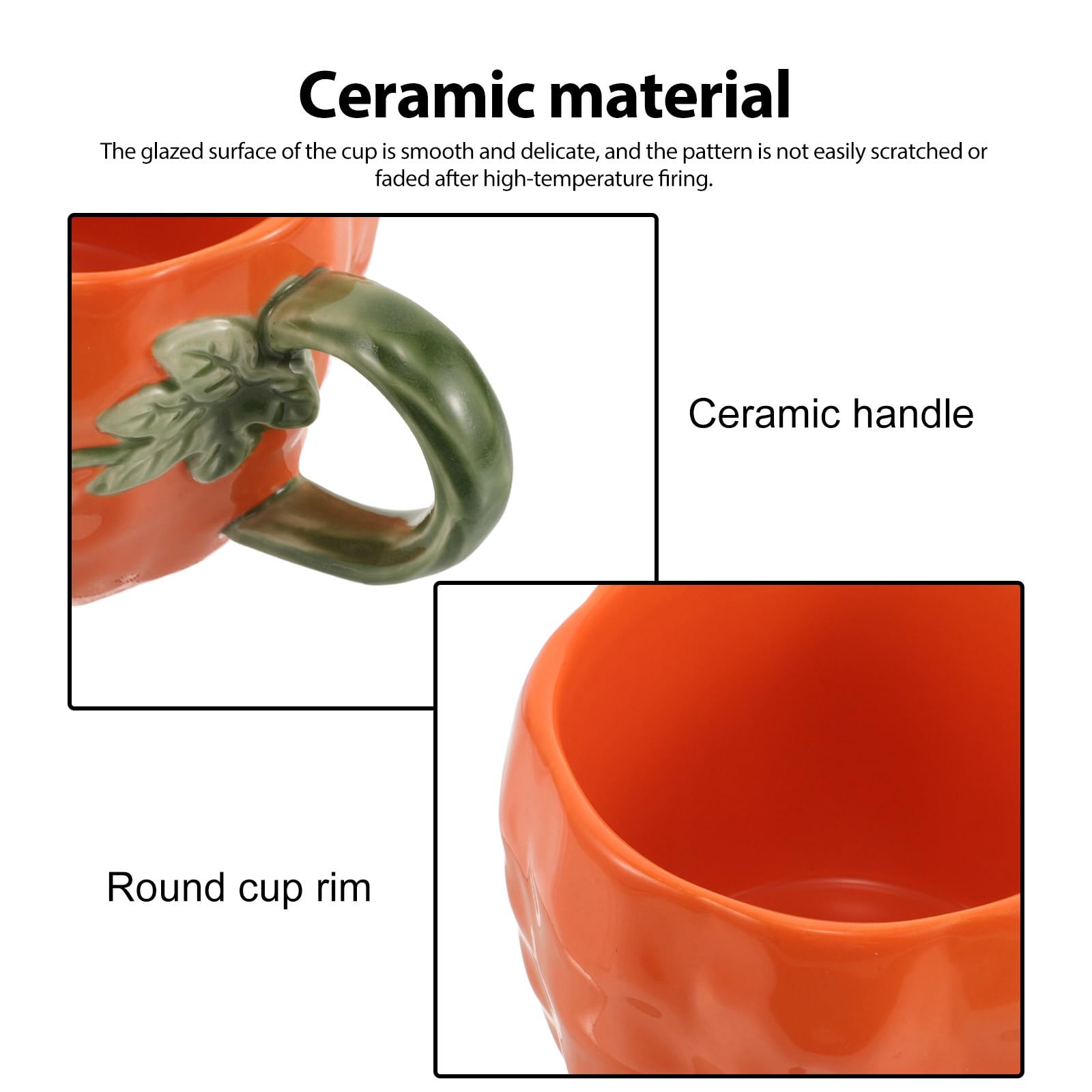 NUOBESTY Taza de Cerámica con Forma de Calabaza Y Asa, 380 Ml/12,8 Oz. Taza de Café con Temática de Halloween para Café, Té, Agua, Leche, Chocolate Caliente Y Decoración Navideña.
