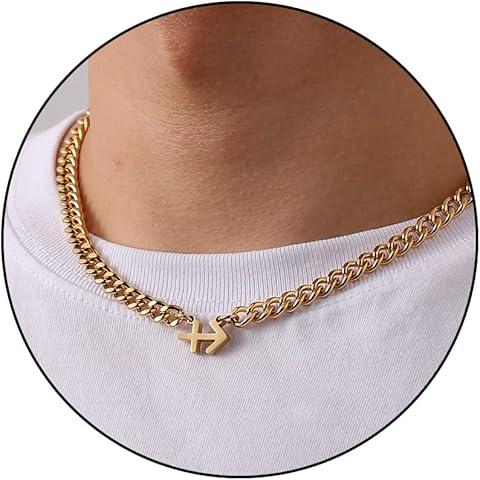 Zodiac Sign Necklace for Men Boys Women, Stainless Steel Constellation Horoscope As...