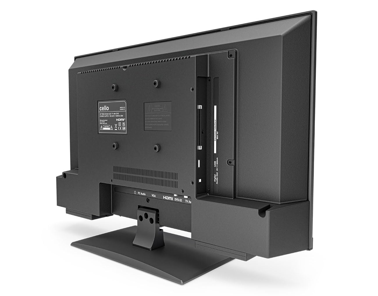 Cello C2424SH TV LED da 24 pollici con ricezione DVB-T e satellitare, funzionamento a rete, 230 V, non smart, registrazione USB della TV in diretta, suono perfetto, ideale per stanze piccole