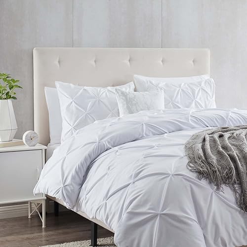 Miniatura 2 de Funda de edredón blanca tamaño individual, 2 piezas, 1 funda de edredón de 68 x 90 pulgadas con cierre de botón y 1 funda de almohada, juego de ropa
