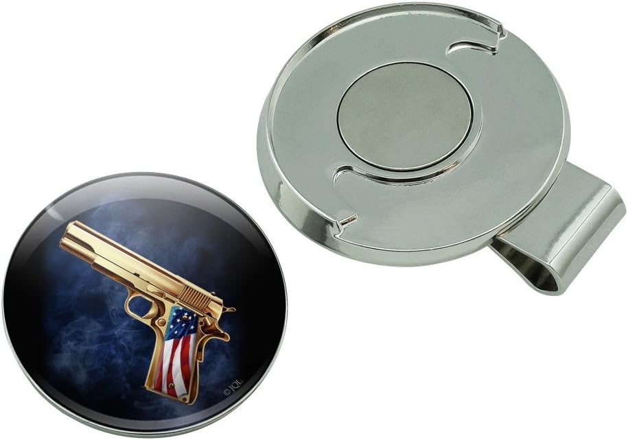 review GRAPHICS & MORE USA American Flag 2nd Amendment Golden Gun Golf Hat Clip with Magnetic Ball Marker