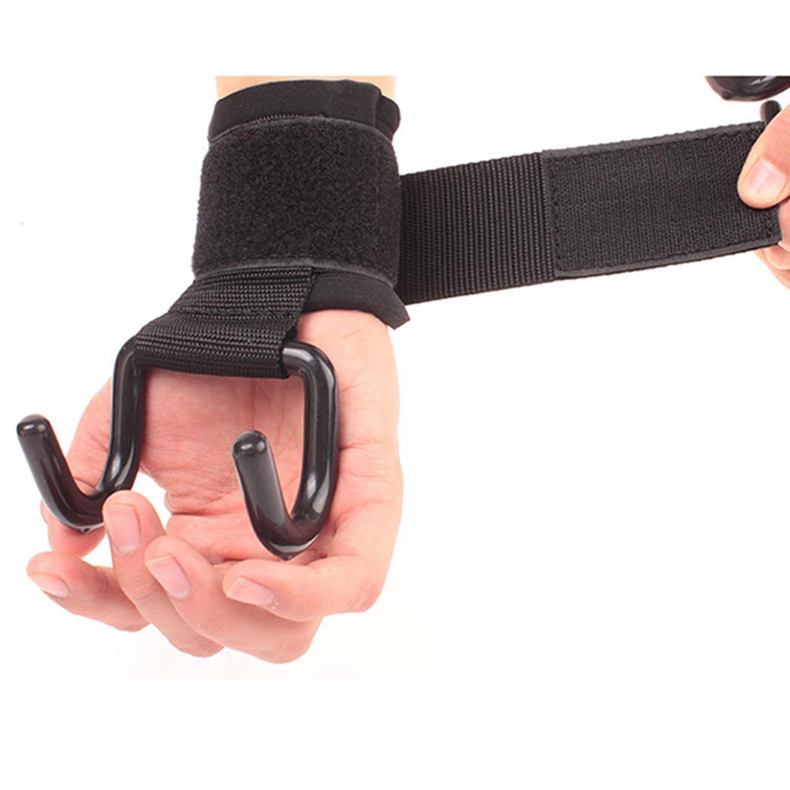 1 paio di ganci per sollevamento pesi, cinghie di supporto per polso, guanti da palestra, 2 ganci, lunghezza 35 cm