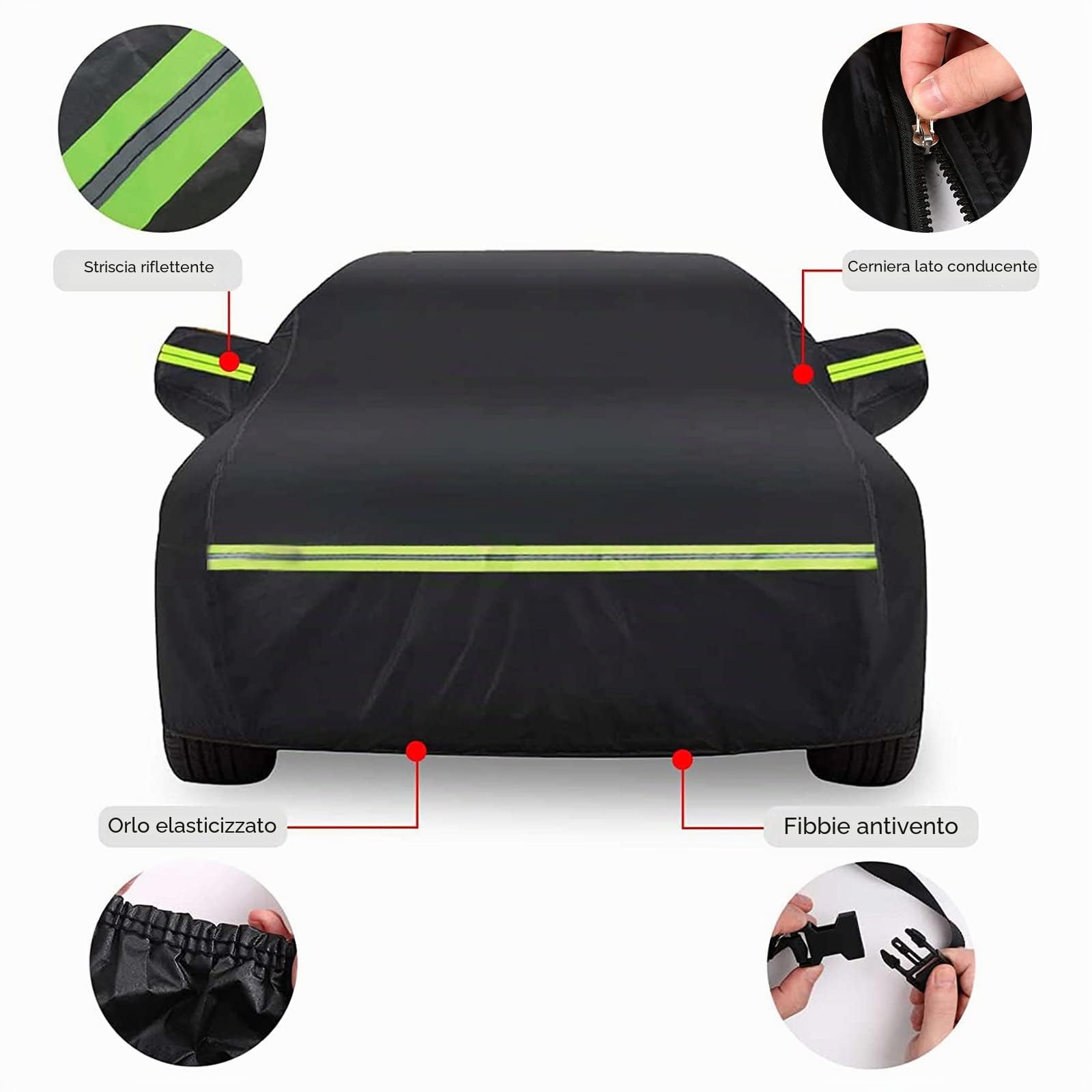 Telo Copriauto Antigrandine per mini Cabriolet R52 2004-2008,Telo Copriauto da Esterno Copertura Auto Impermeabile Traspirante con Zip Laterale, 100% Impermeabile.