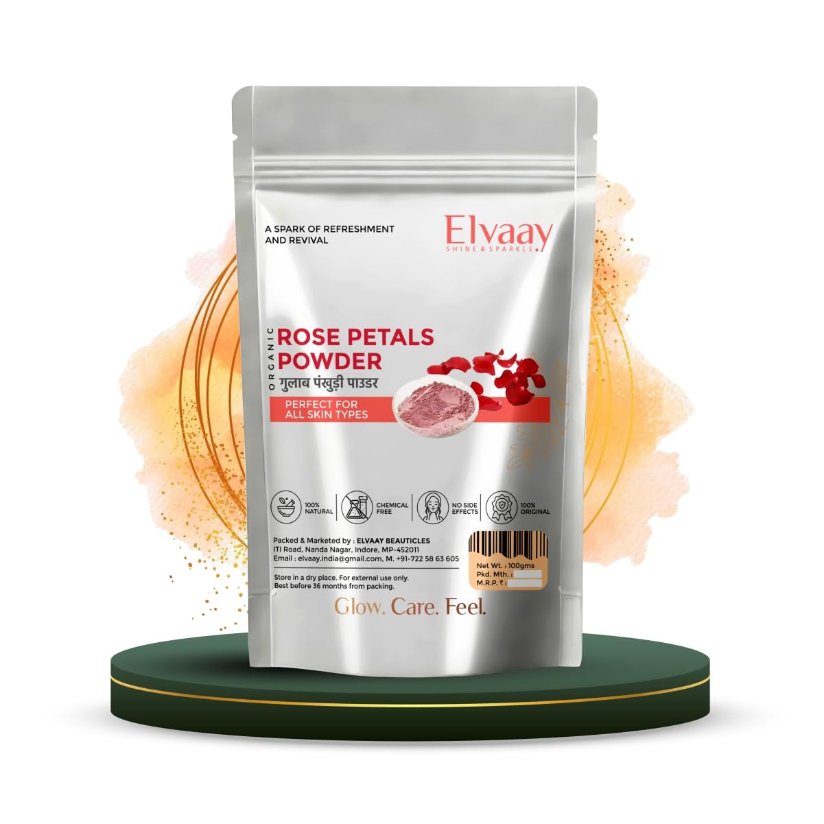 Elvaay Rose Petals Powder, Natural Body Scrub Ubtan & Face Pack Powder for Reducing Skin Dullness, Suitable for Men & Women, 100g-image-19