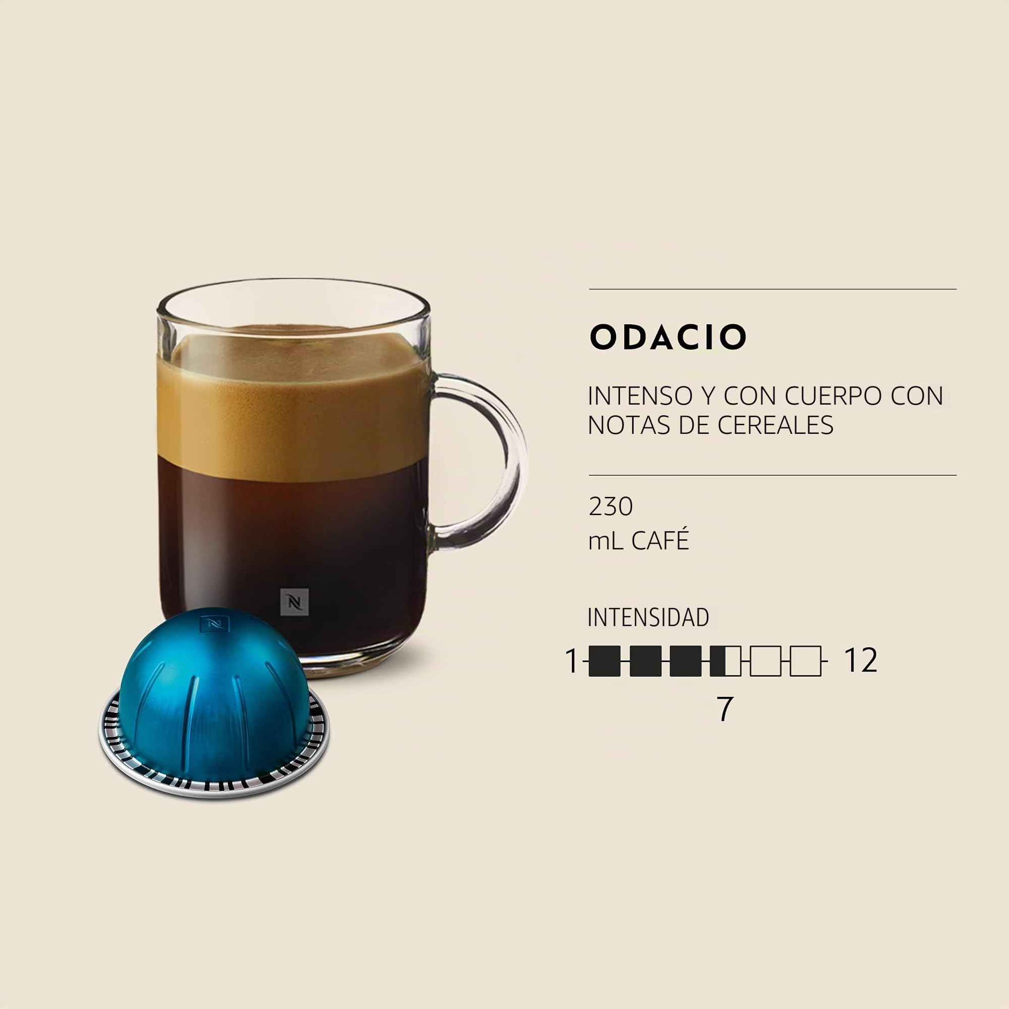 Nespresso Capsules VertuoLine, Odacio, Dark Roast Coffee, 30 Count Coffee Pods, Brews 7.8oz | Paquete de 1 cápsula