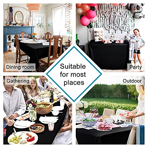 Hiasan Black Rectangle Tablecloth - 54 X 80 Inch - Waterproof & Wrinkle Resistant Washable Fabric Table Cloth For Dining, Party And Outdoor Use #TOP1