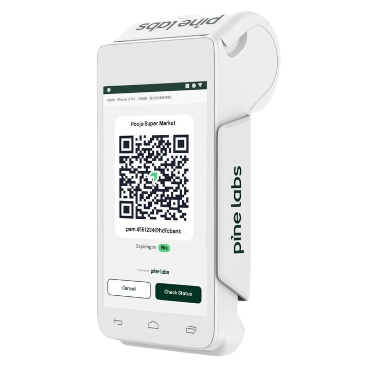 Pine Labs Touch Android POS Terminal | Accept All Payments - Credit Card,Debit Card, UPI, QR Code | 5” HD Touchscreen EDC 