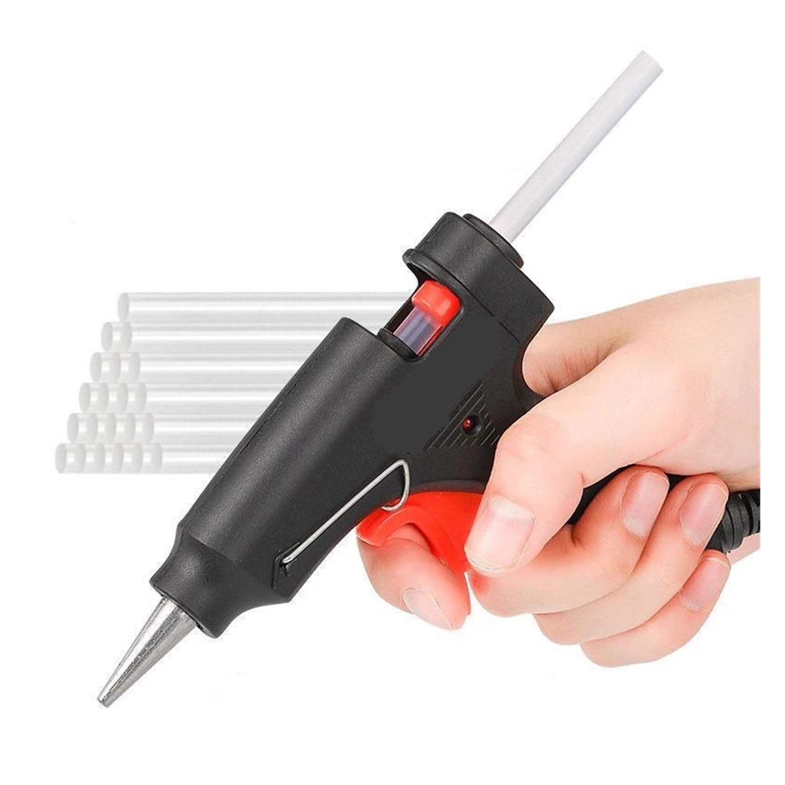 Pistolet do klejenia na gorąco, Pistolet do kleju na gorąco 20 W, miniaturowy pistolet przemysłowy z patyczkami 7 mm, narzędzie do naprawy termoelektrycznej, do majsterkowania i sztuki(Black*5)