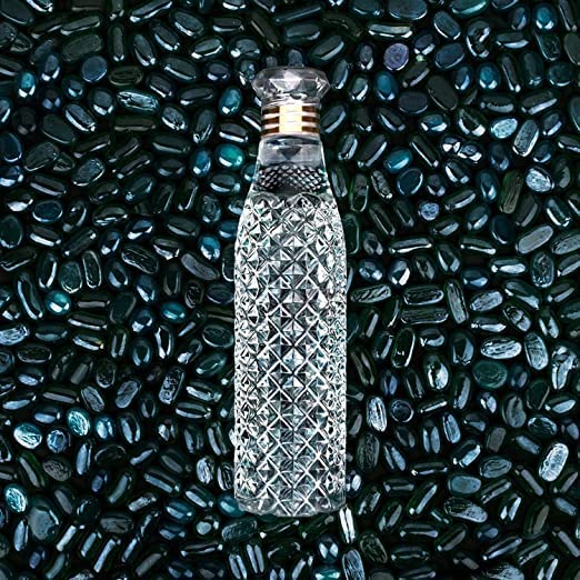 Angel Sales crystal clear water bottle Food Grade plastic with Diamond Cap Ideal for Restraunt Kitchen Home Office Sports School Travelling Gym Yoga (3 Bottel)