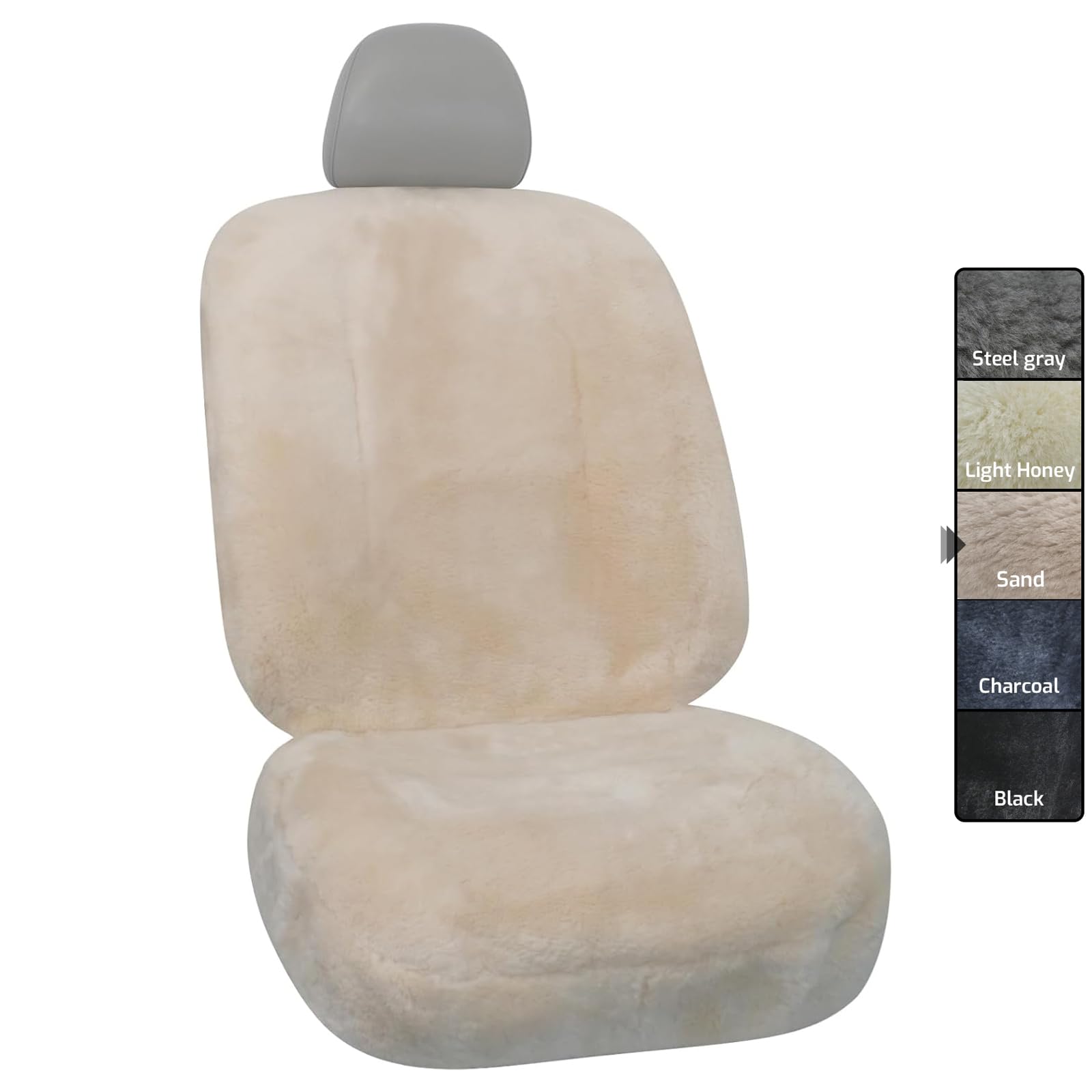 AEGIS Cover Sheepskin Car Seat Covers Semi-Custom Merino Wool Front Seat Covers, Super Soft Dense Pelt Luxury Interior, Universal Fit for Most Automobiles, SUV, MPV, Truck, Sedan (Sand)