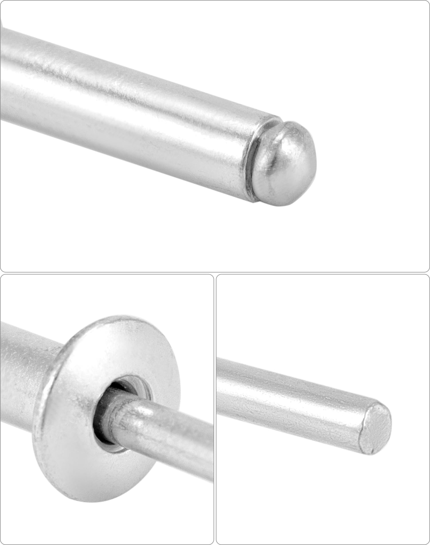 QWORK Remaches ciegos de aluminio, 500 unidades de 3/16 x 3/4 pulgadas (4,8 x 20 mm), surtido de remaches ciegos, color plateado