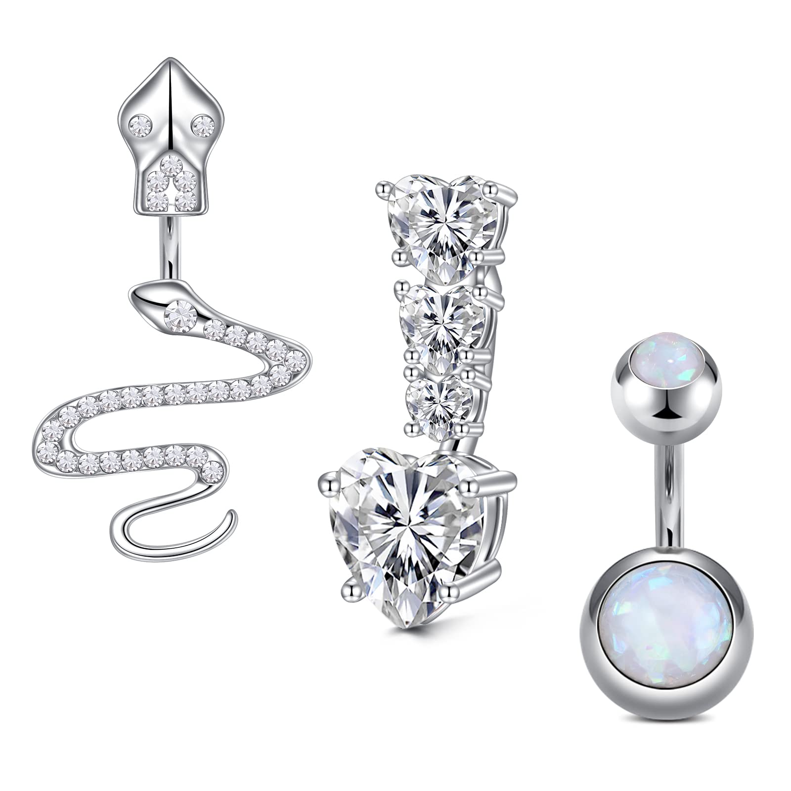 VFUN Corto Piercing Ombligo Anillo 6mm Banana Curvados Barbell Piercing Ombligo Acero Inoxidable Piercing Ombligo con CZ 14G 6 Piezas
