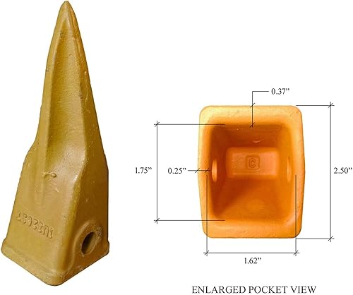 Miniatura 3 de 8 – Cata Style J200 Backhoe Bucket Shanks 1.0 in labio, dientes de roca, 1U-3202TL, 119-3204