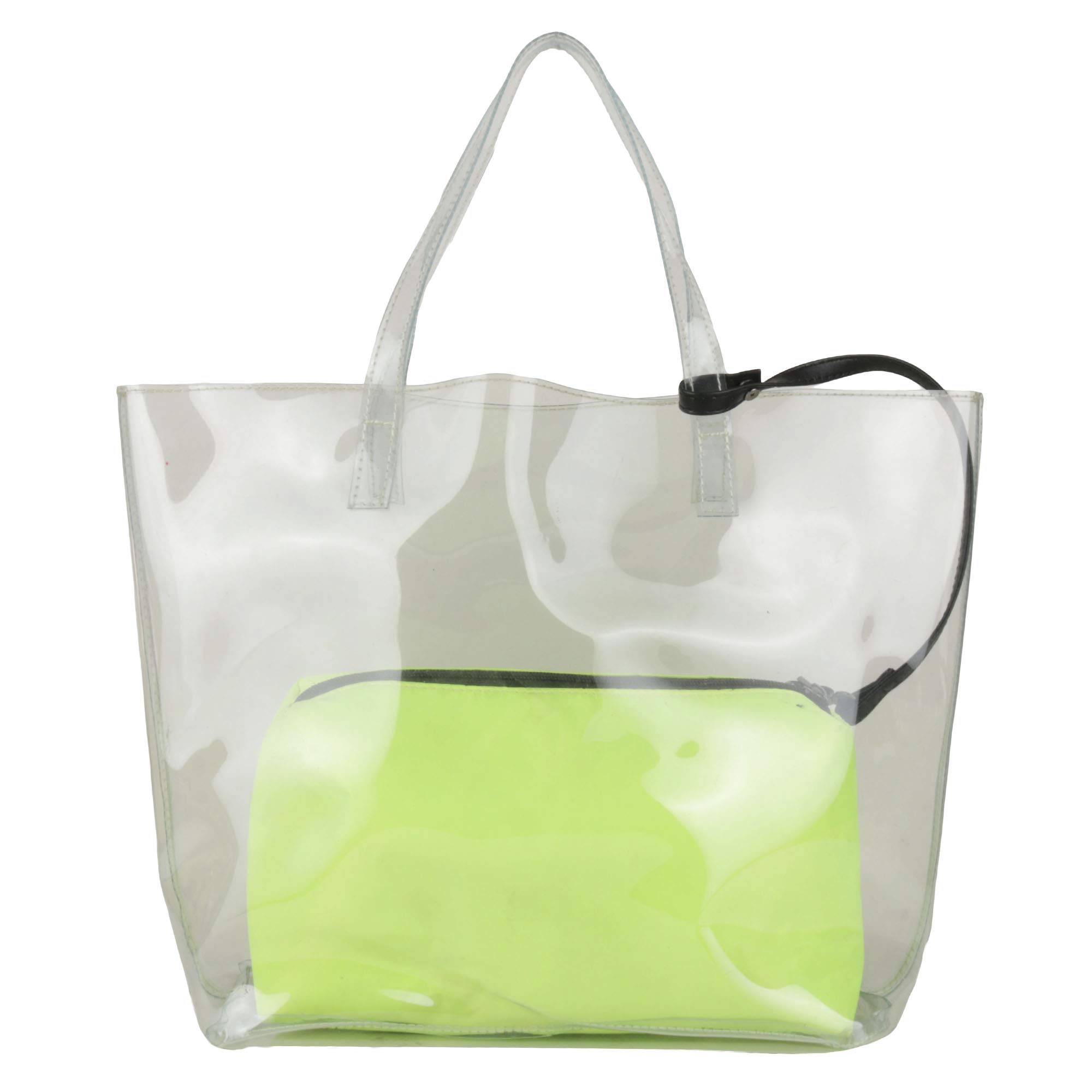 Antin Women Transparent Handbag Shoulder Bag Tote Bag with Green Neon colour Nylon Clutch/Pouch Bag (B08SC1H7BJ) Amazon Price History, Amazon Price Tracker