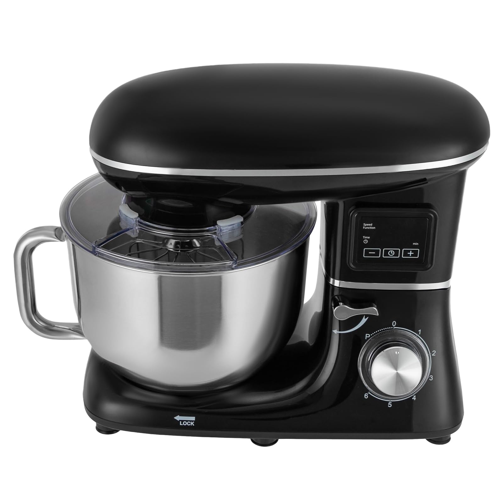 Robot kuchenny 1500 W z wyświetlaczem LCD, wielofunkcyjny robot kuchenny z prędkością 6 + 1, mikser 6,2 l, w zestawie trzepaczka do jajek, ubijak i hak do zagniatania, urządzenie do mieszania z
