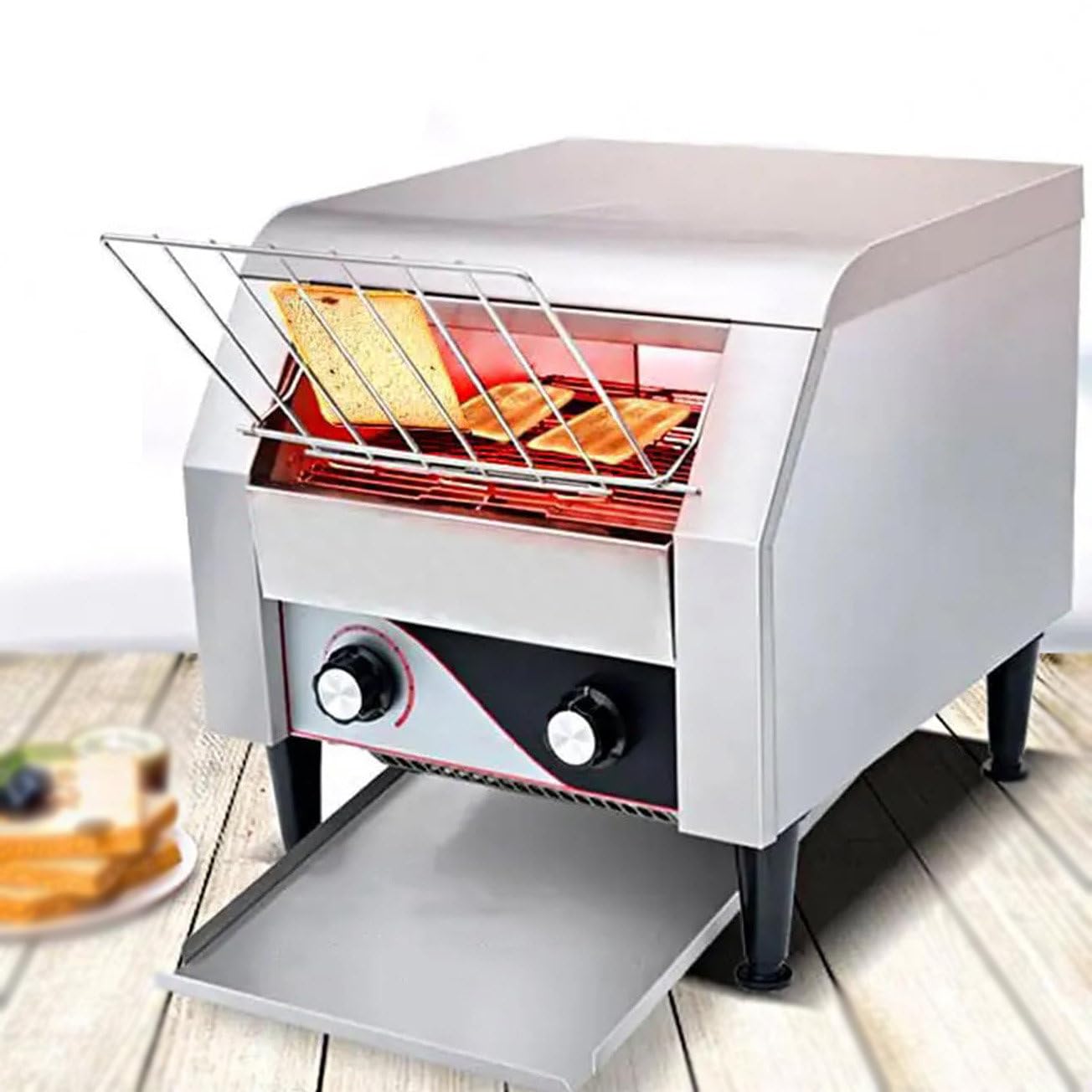 Tostapane Professionale A Nastro, Macchina per Il Pane Elettrica 450/300/150 Fette/Ora, Acciaio Inox, Tostapane Elettrico da Banco per Bar, Ristoranti A150Type