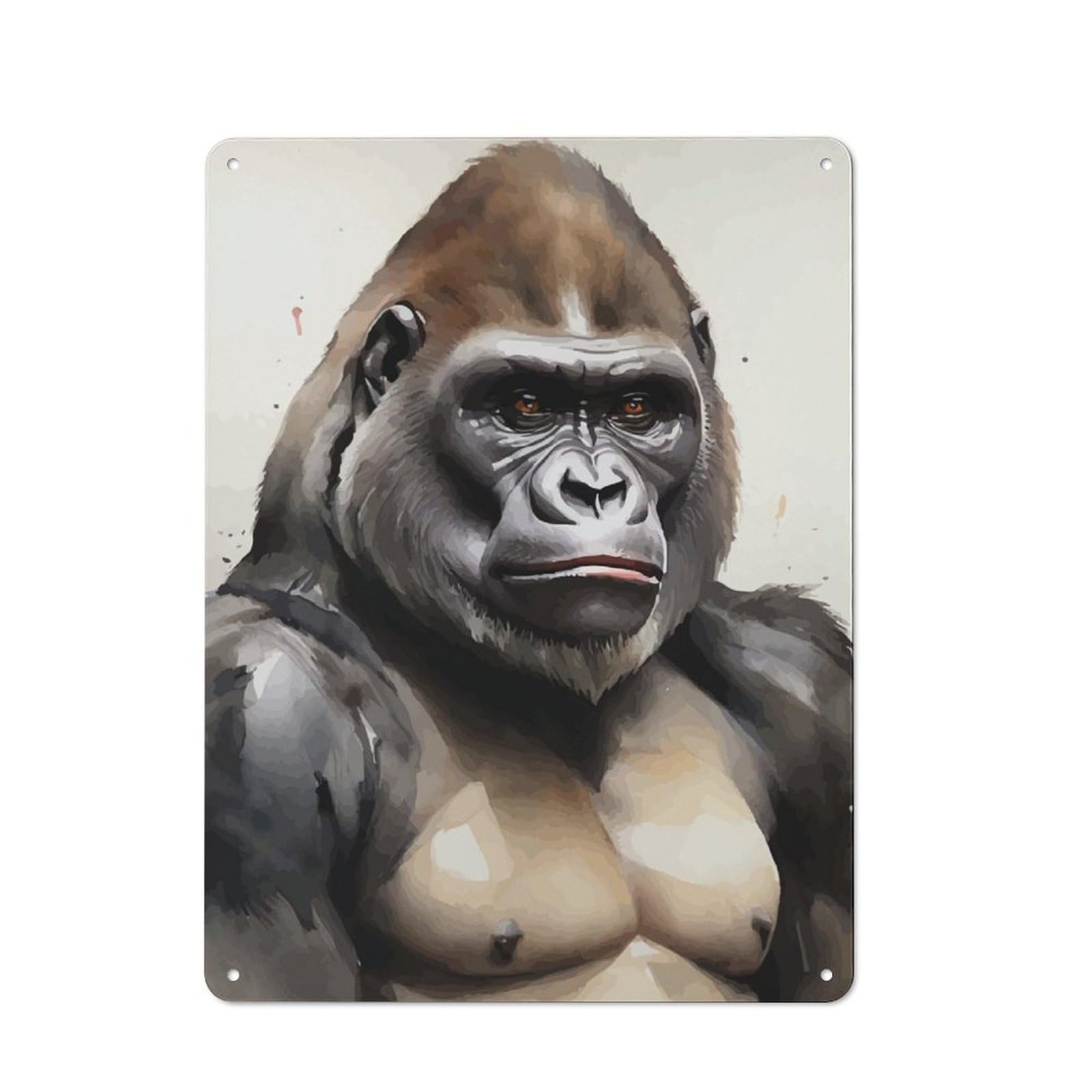 Junmoney Gorilla Watercolor Vintage Tin Sign 40X30cm With For Home Bar Wall, Suited To Home Bar Decor Fans, For Retro Home Interiors