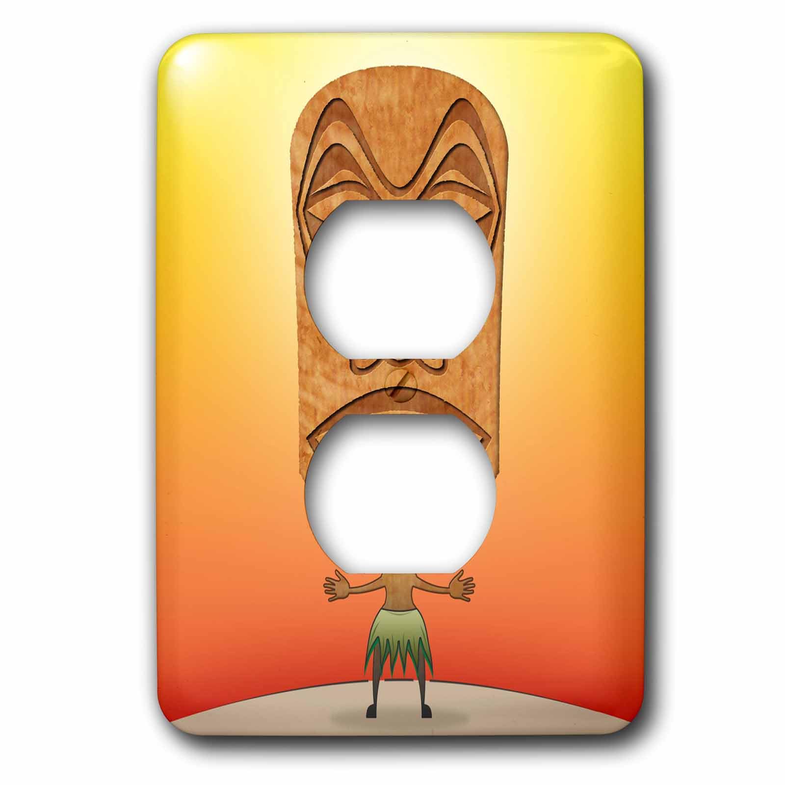 Vaudou tiki head cache prise electrique double motif tropical