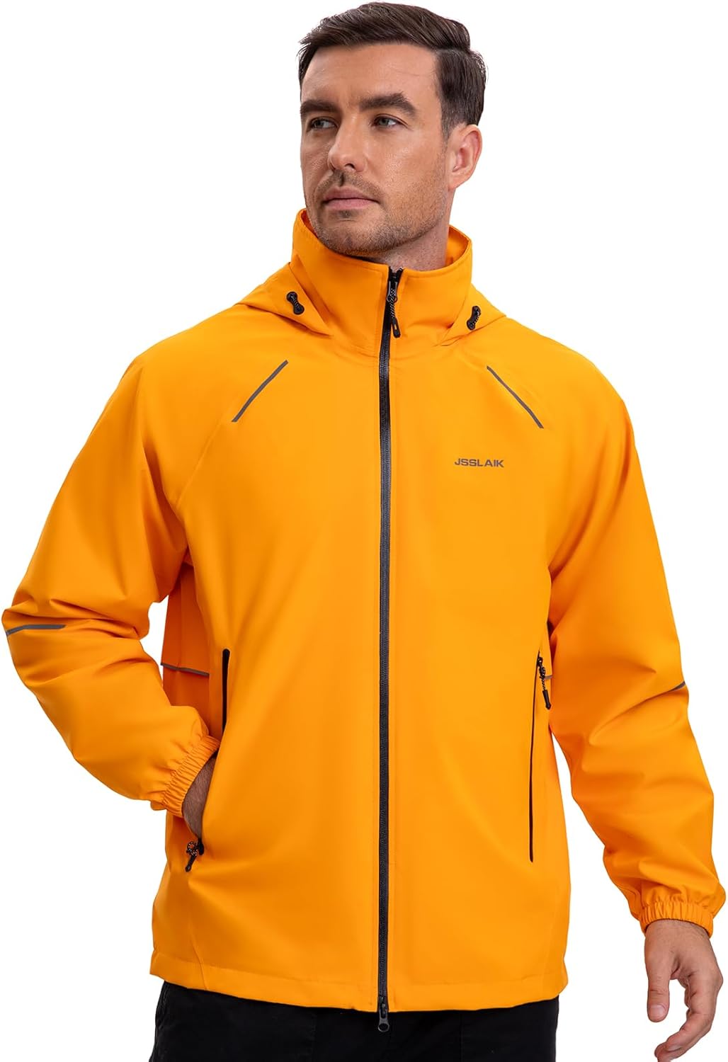 Men's Rain Jacket Waterproof Windproof Breathable for Hiking Cycling Commuting with Hood & Pockets - Image 7
