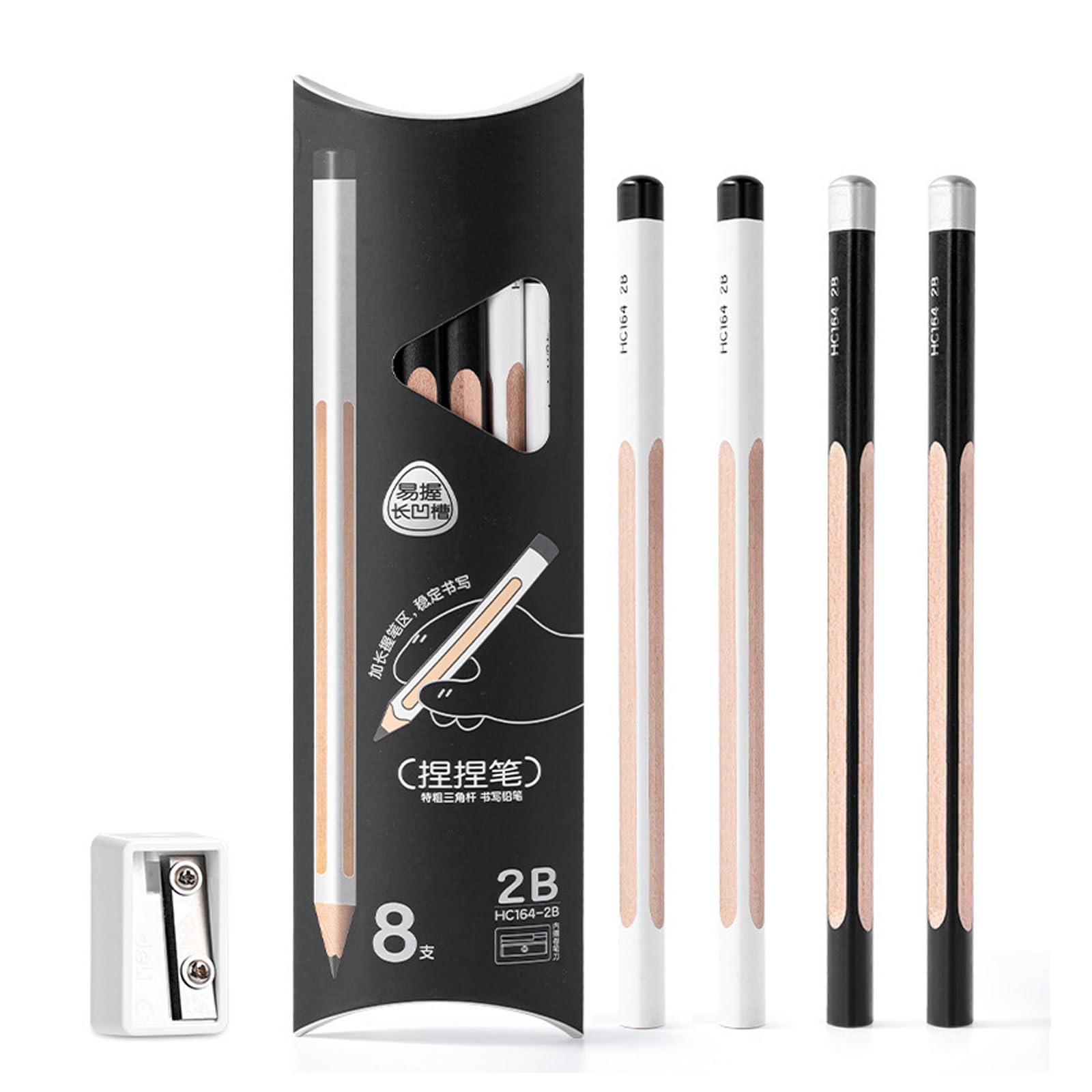 Tsophreniq 2B Triangular Exam Pencils with Grooved Design Reduces Fatigue for Extended Writing & Art Projects Triangular Exam Pencils