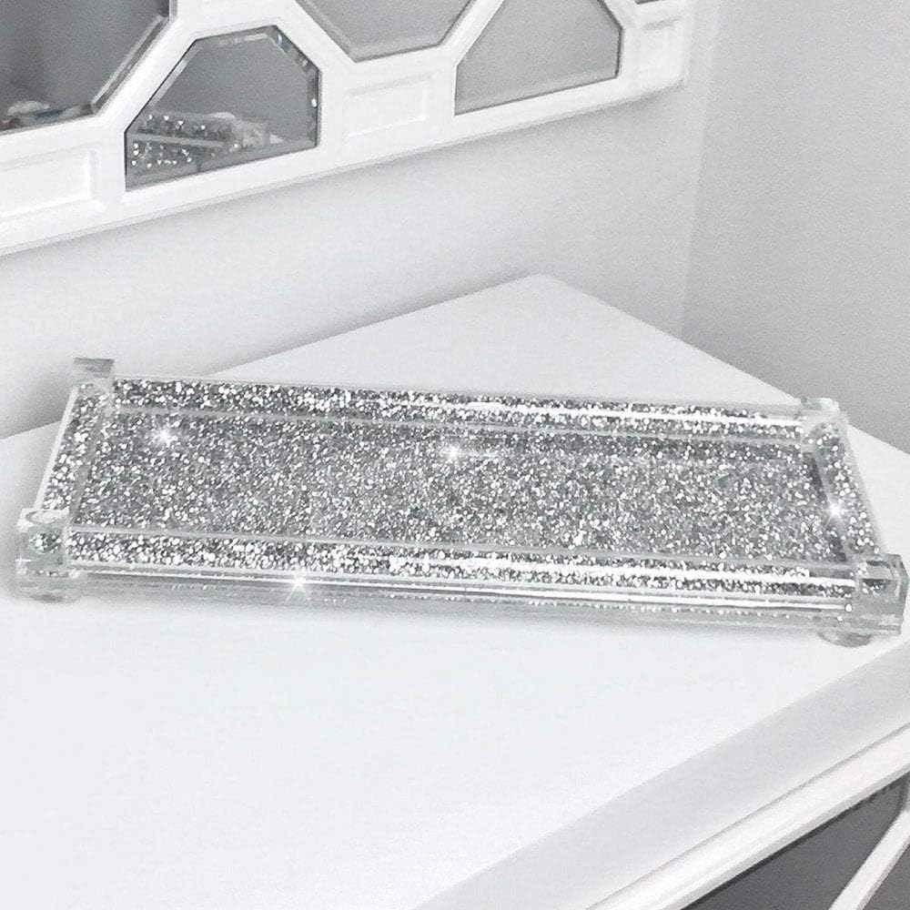 diamond crushed Tray Trimmings Crystal Filled Diamond Kitchen Silver