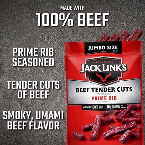 Jack Link's Tender Cuts, Prime Rib Flavor, 5.6 Oz Sharing-Size Bag – Jerky Snack With 10G Of Protein And 70 Calories, Made With Premium Beef, 96 Percent Fat Free (Packaging May Vary) #TOP4