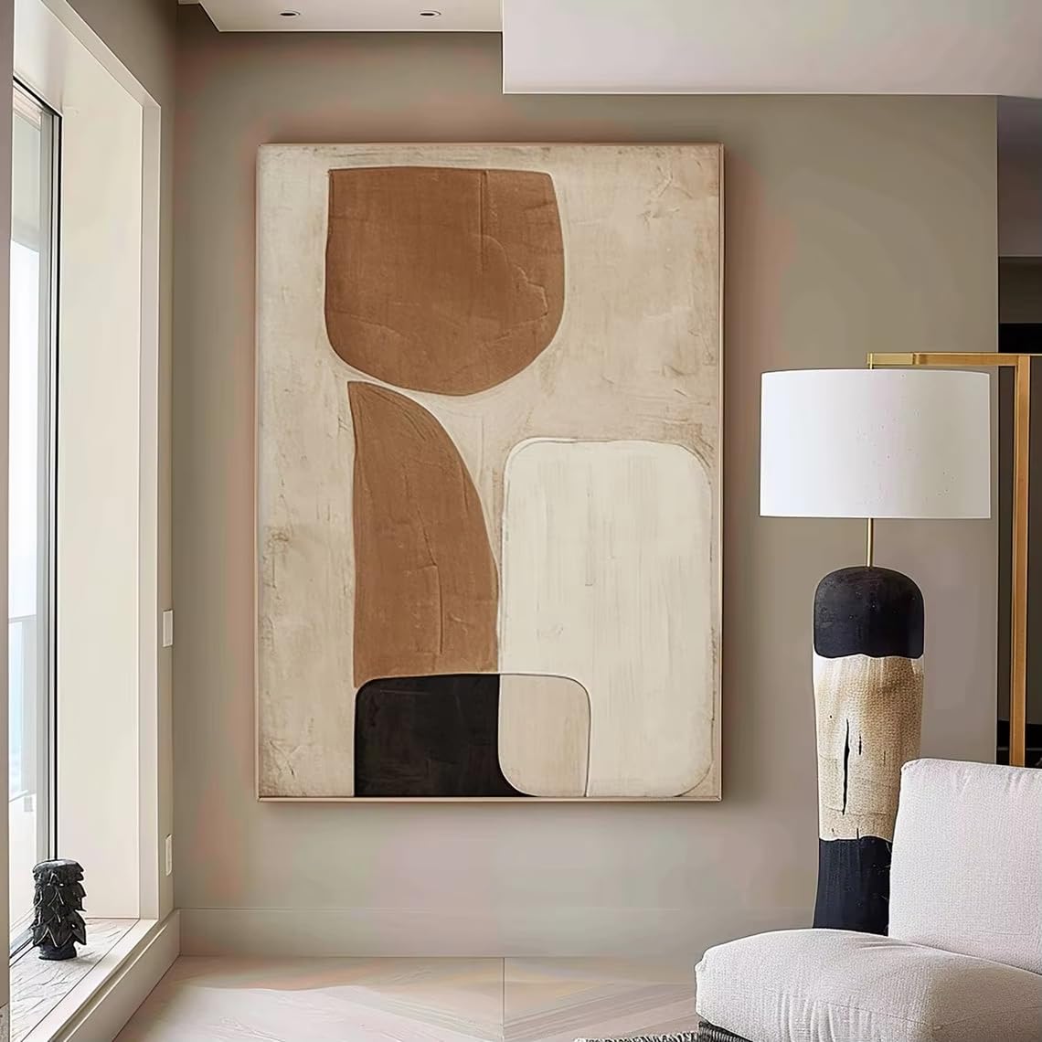 IHHGNB Brown Beige Black Texture Painting Mural, Brown Beige Black Minimalist Wall Art Prints Modern Abstract Artwork Prints(30x40cm(12x16in)/No frame)