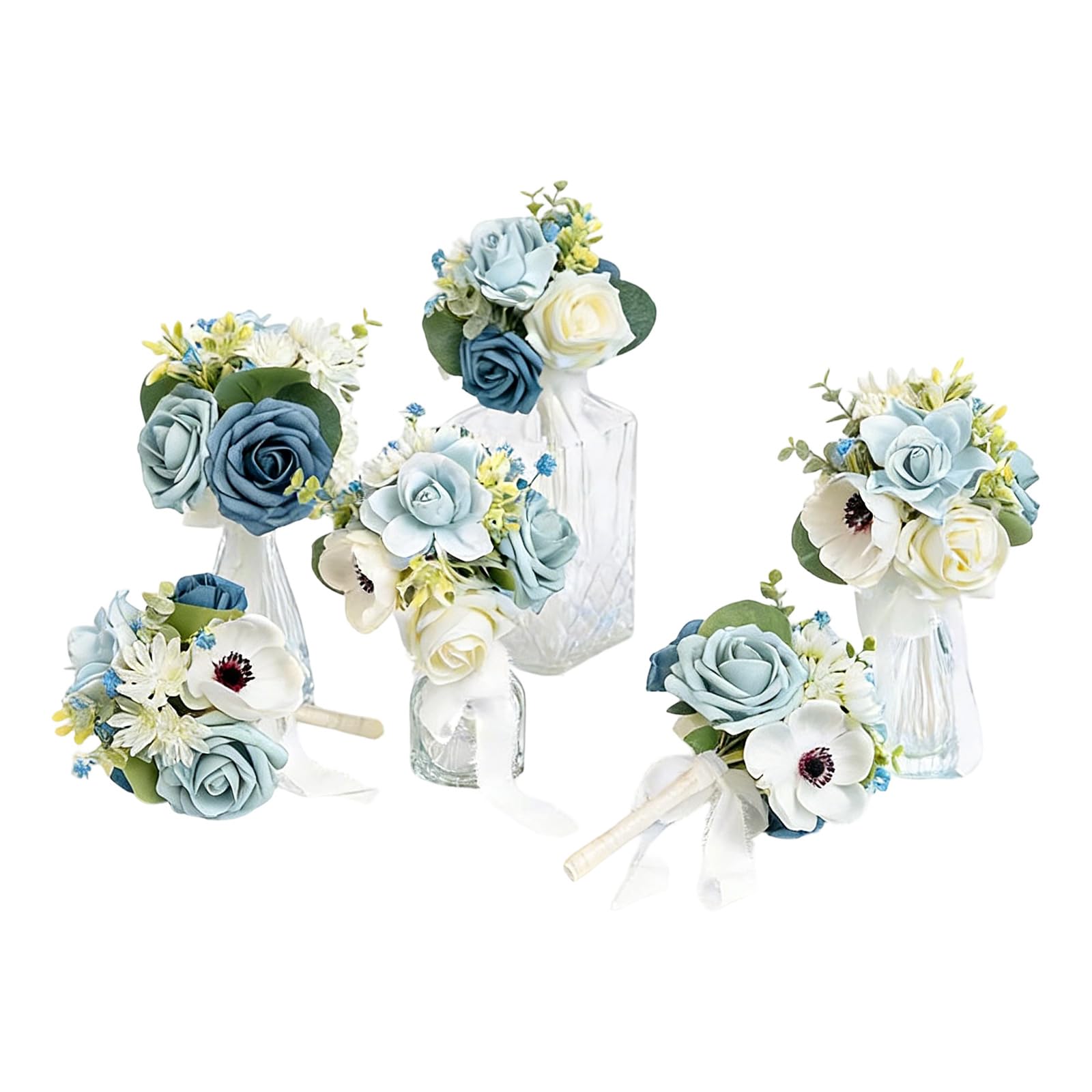Xjdzineq 6Pcs Bridal Bouquets Realistic Artificial Flower Bouquets for Wedding Ceremony Bridal Showers and Photography Supplies Artificial Blossomy Arrangement Wedding