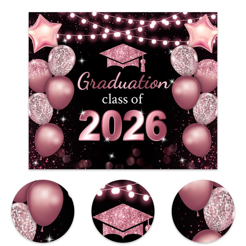Fondo fotográfico graduación 10x8 pies rosa dorado miniatura 6