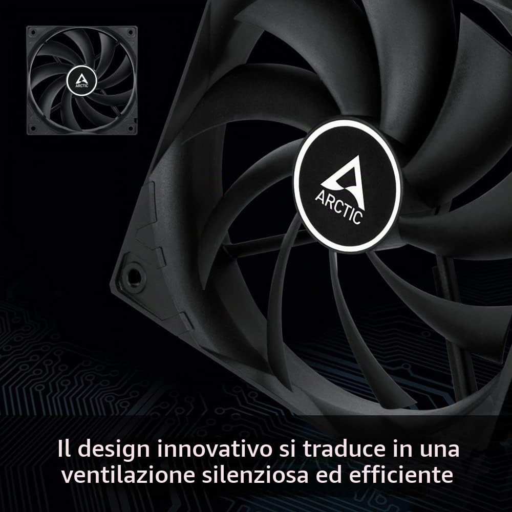 ARCTIC F12 PWM PST (5 Pezzi) - 120 mm PWM PST Ventola PC, Basso Rumore, PWM Sharing Technology PST, 200-1350 RPM, 0,3 Sone - Nero