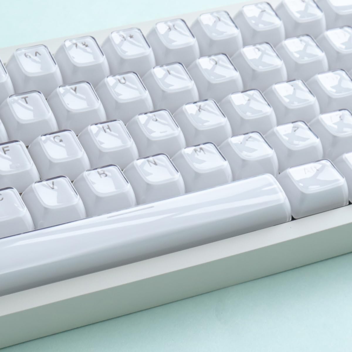 Sunzit Crystal Jelly Weiß Keycaps, MDA Profil Jade Keycaps, 130 Tasten leuchten durch Individuelle Tastenkappen – Tastatur Keycap Set für 60%, 65%, 75%, 100% Cherry MX Tastatur, mechanisch