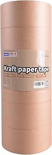 ADHES Heavy Duty Kraft Paper Tape Eco Friendly Packing Tape Writable Non-Coated Surface for Masking, Sealing, and Packaging Use,2” x 43 Yards,6Rolls