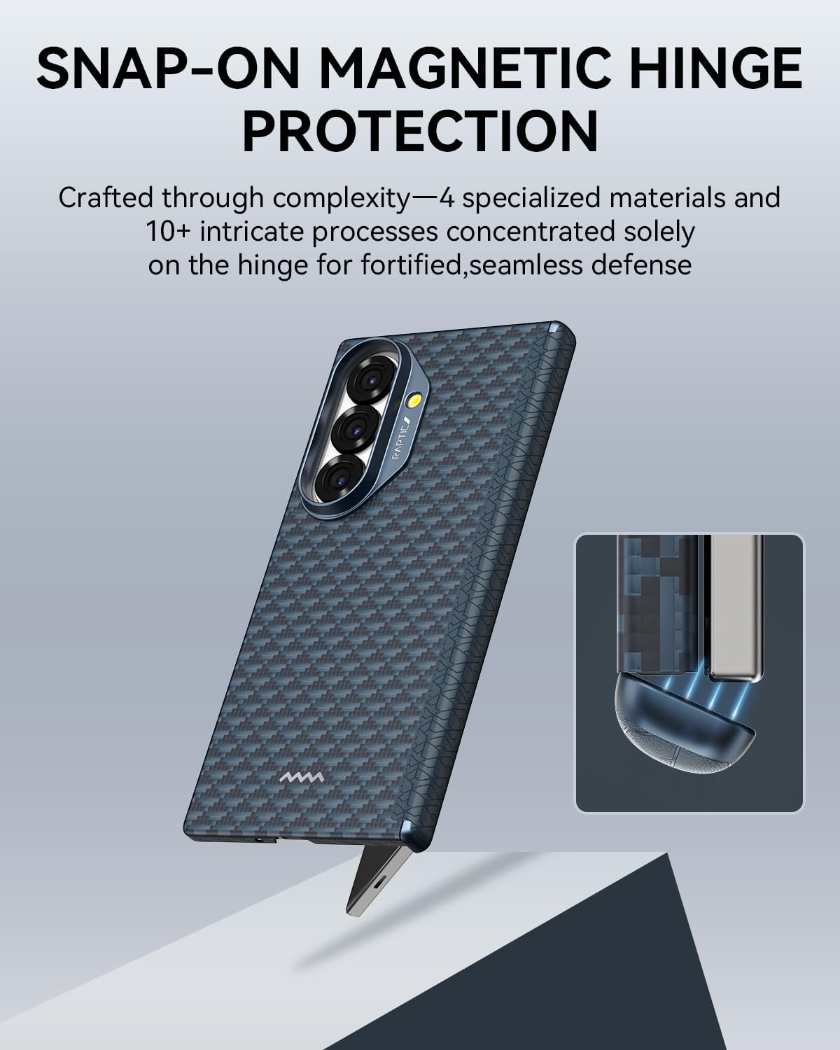 RAPTIC Aramid Skin Pro Case for Samsung Galaxy Z Fold 7 with Hinge Magnetic Protection, Compatible with MagSafe, Slim Light Touch Feeling, 1500D Aramid, Back Cover Only, [Tactile Woven Case-Profound]