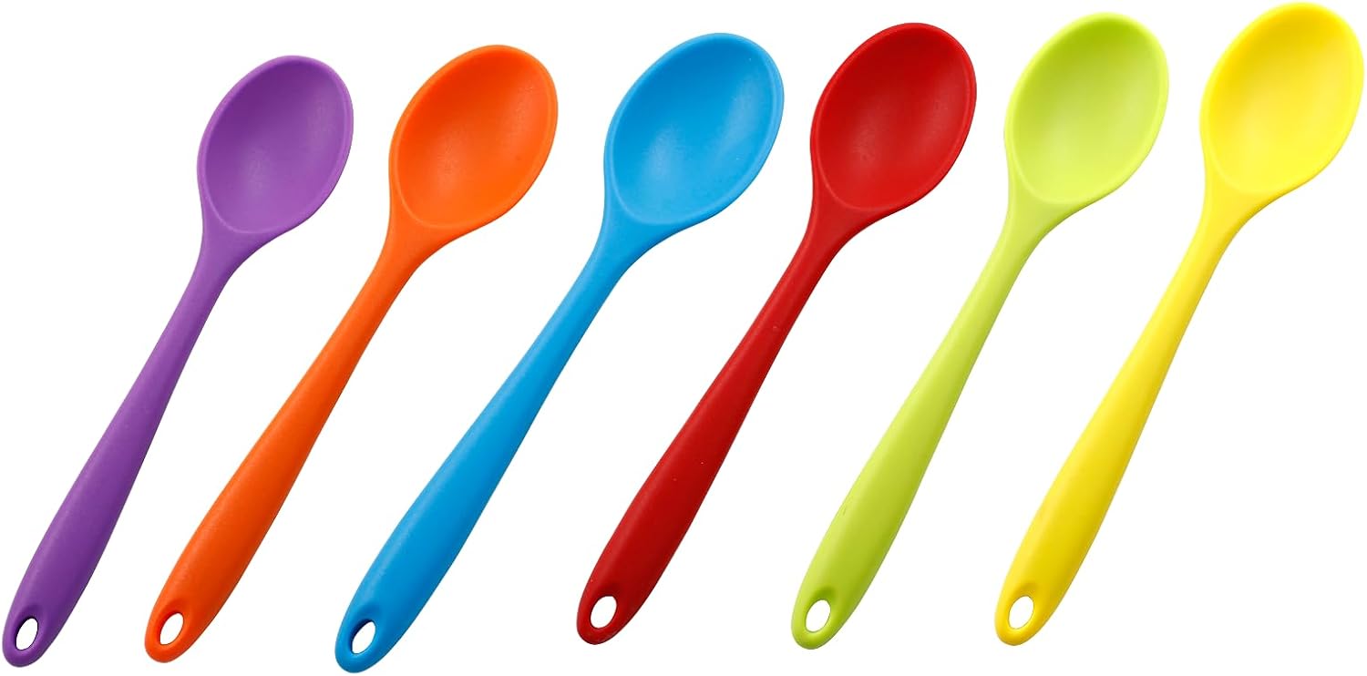 Jiozermi 6 Pcs Small Silicone Spoons for Cooking