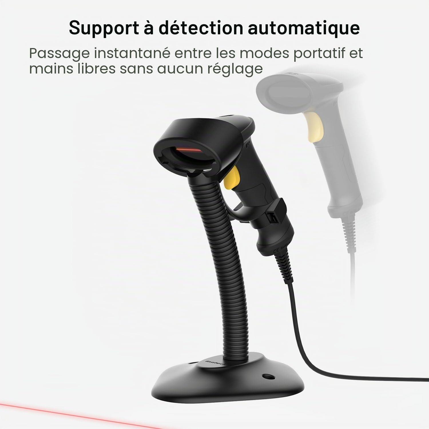 Inateck USB Lecteur de Code-Barres avec Support, Douchette Filaire, BCST-33