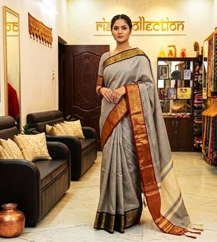 Generic black gadwal silk saree – image 2
