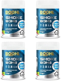 Boohl Smoke Bombs for Insects | Cluster Fly Killer, Flea Spray & Bug Spray Smoke Bomb Alternative to Moth Balls & Moth Trap | Flea Killer for Home | Bed Bug Trap & Bug Killer Spray (4 X 3.5g)