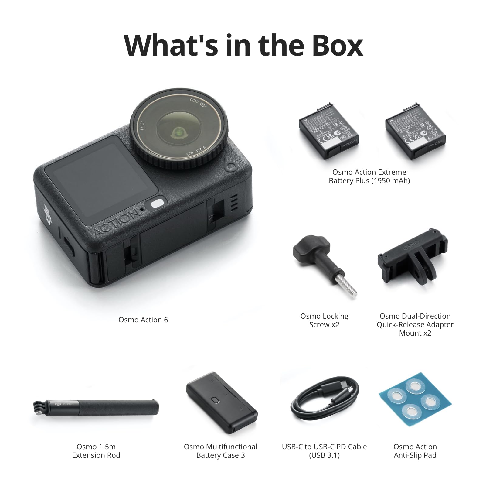 DJI Osmo Action 6 Enhanced Combo, Action Camera with 1/1.1″ Square Sensor, Variable Aperture of f/2.0–f/4.0, Extended Battery Life with 2 Batteries, Action Camera 4K for Extended Outdoor Filming