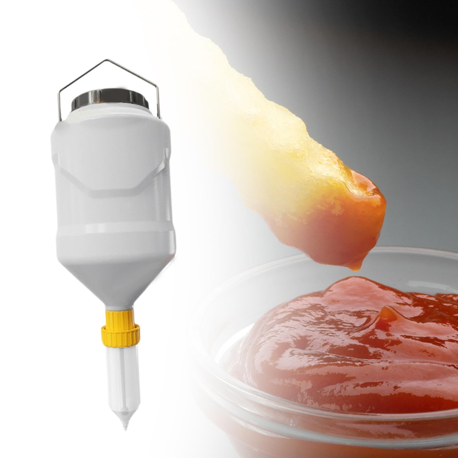Dispenser, Dispenser di Ketchup, 3 Litri, Strumento per Spremere Patatine Fritte, Spremere da Appendere per La Cucina, Giallo
