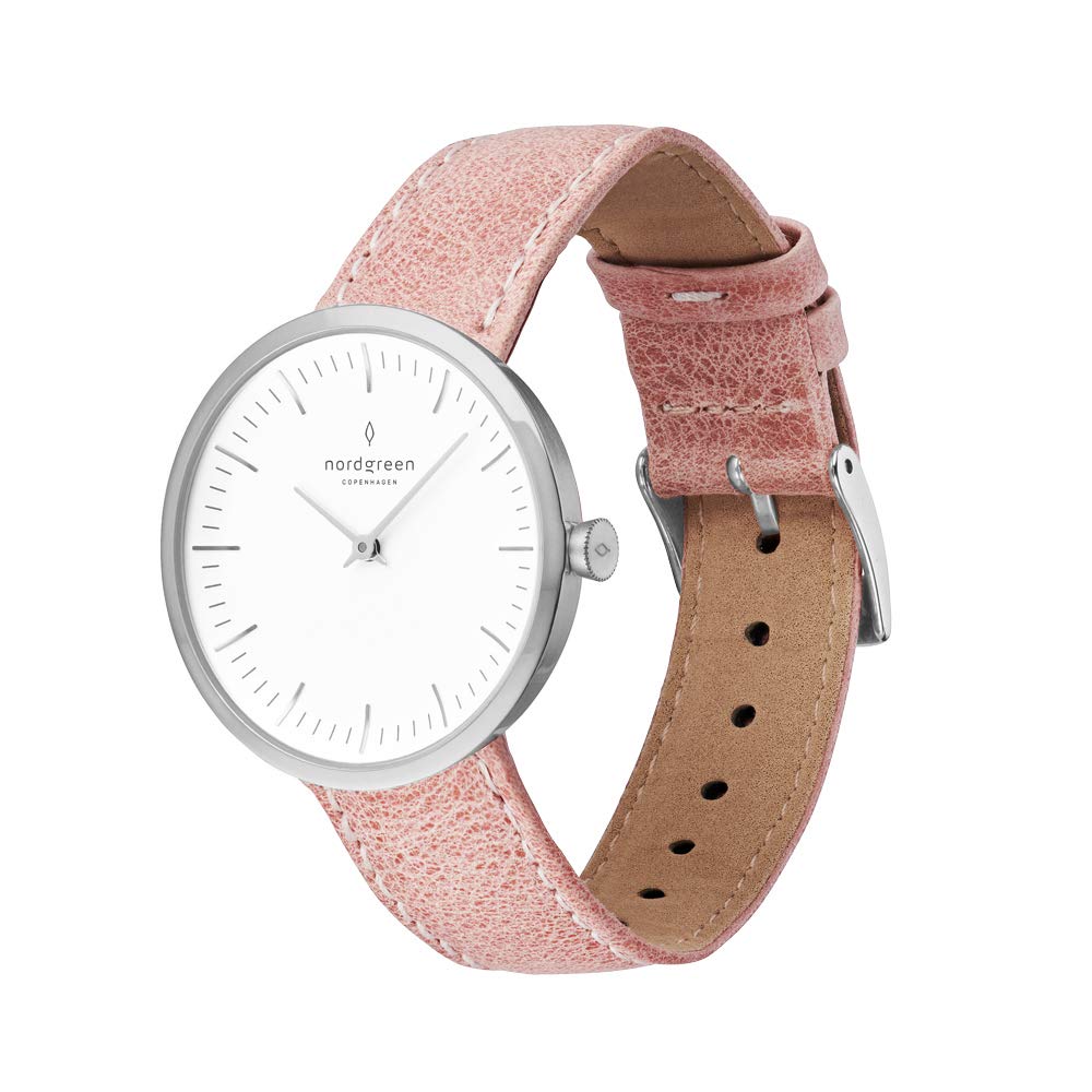 Nordgreen Infinity Scandinavian Silver Analog Quartz Watch with Leather or Mesh Interchangeable Straps