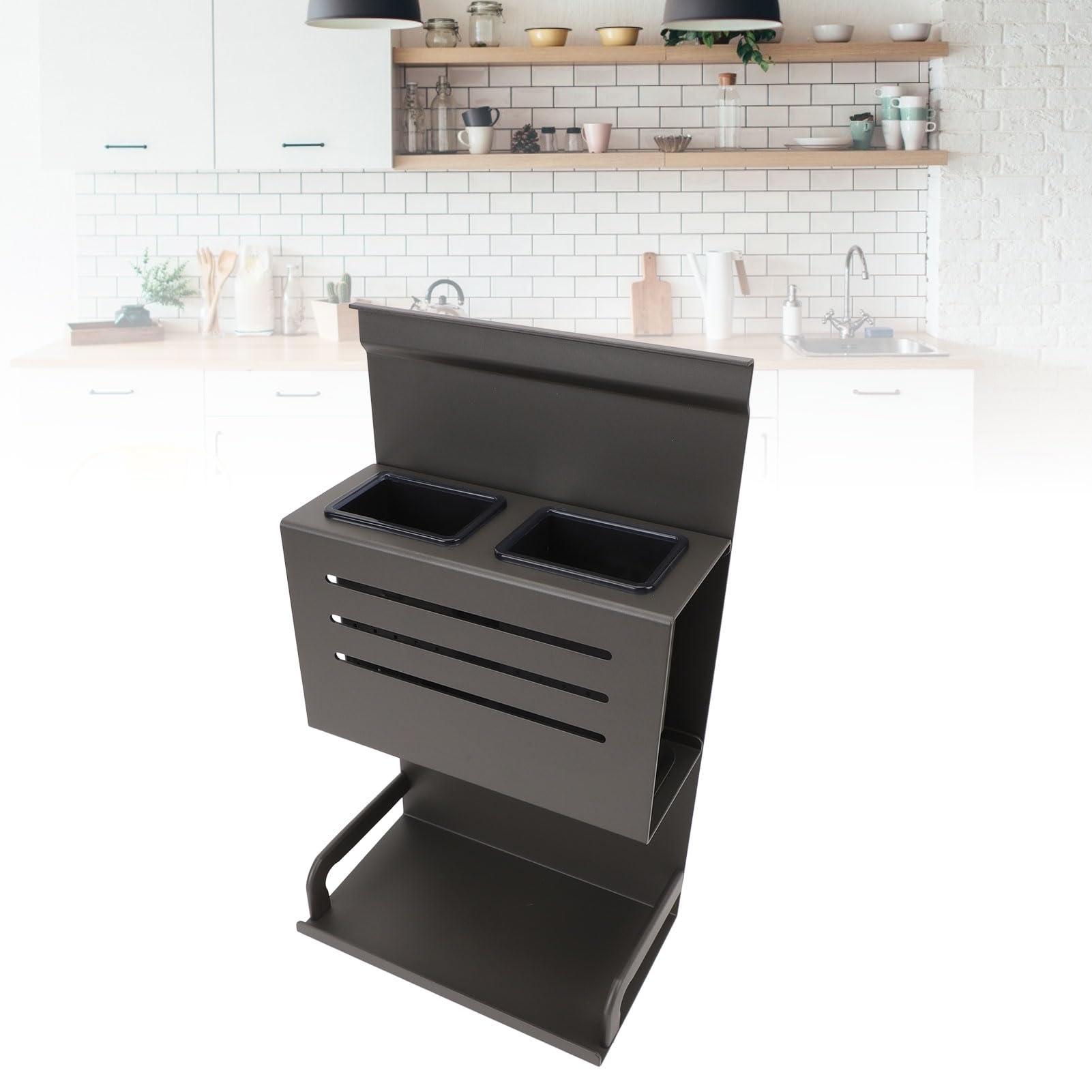 Support mural pour ustensiles de cuisson, organisateur d'ustensiles de cuisson, alliage d'aluminium gris, facile à nettoyer, support mural multi-usage pour baguettes,