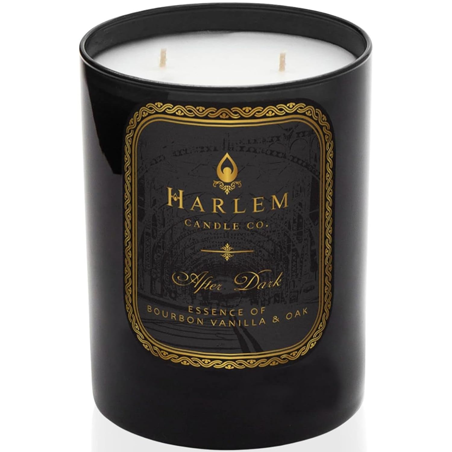 HARLEM CANDLE CO.Company After Dark Luxury , 11 oz Black Glass Jar, Double Wick, Soy Wax, Gift Box, Bergamot, Saffron, Papyrus, Oak and Sweet Heliotrope