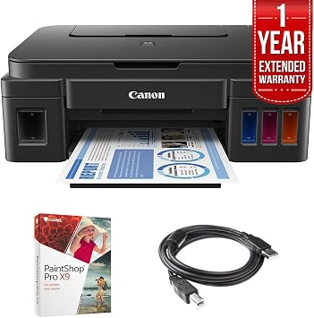 Amazon.com: Canon Pixma G2200 megatank All-in-One impresora de inyección de  tinta, negro (0617 °C002) + Corel Paint shop pro X9 Digital descargar + 6  ft de alta velocidad Cable de impresora USB +