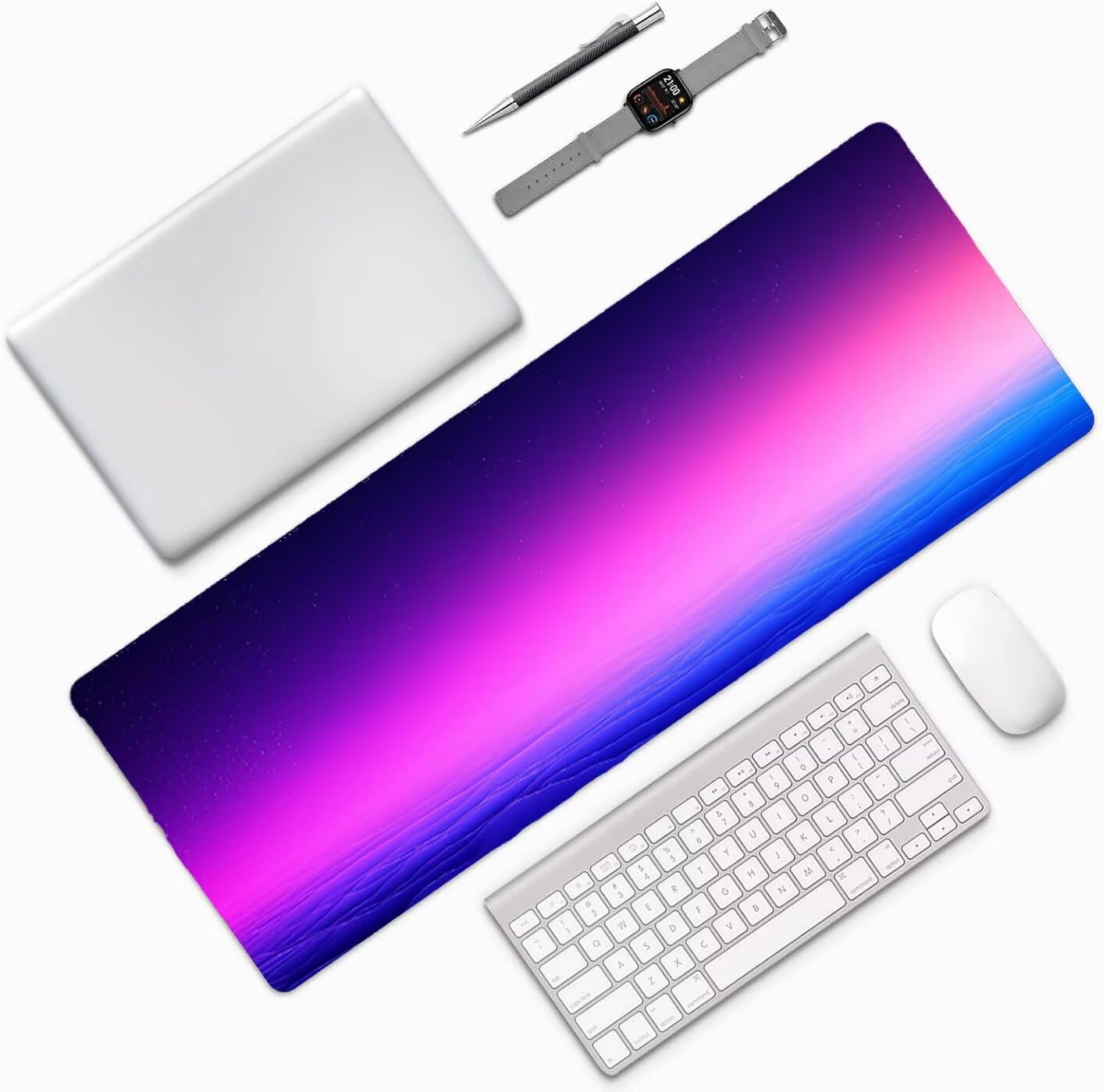 Lpfieonn Blau Großes Schreibtischunterlage, XXL Schreibtischunterlagen, Lila XXL Wasserdicht Gaming Mousepad mit Vernähter Rand und Rutschfeste Gummibasis, für Laptop/Hause/Büro 120x60cm PF-3463